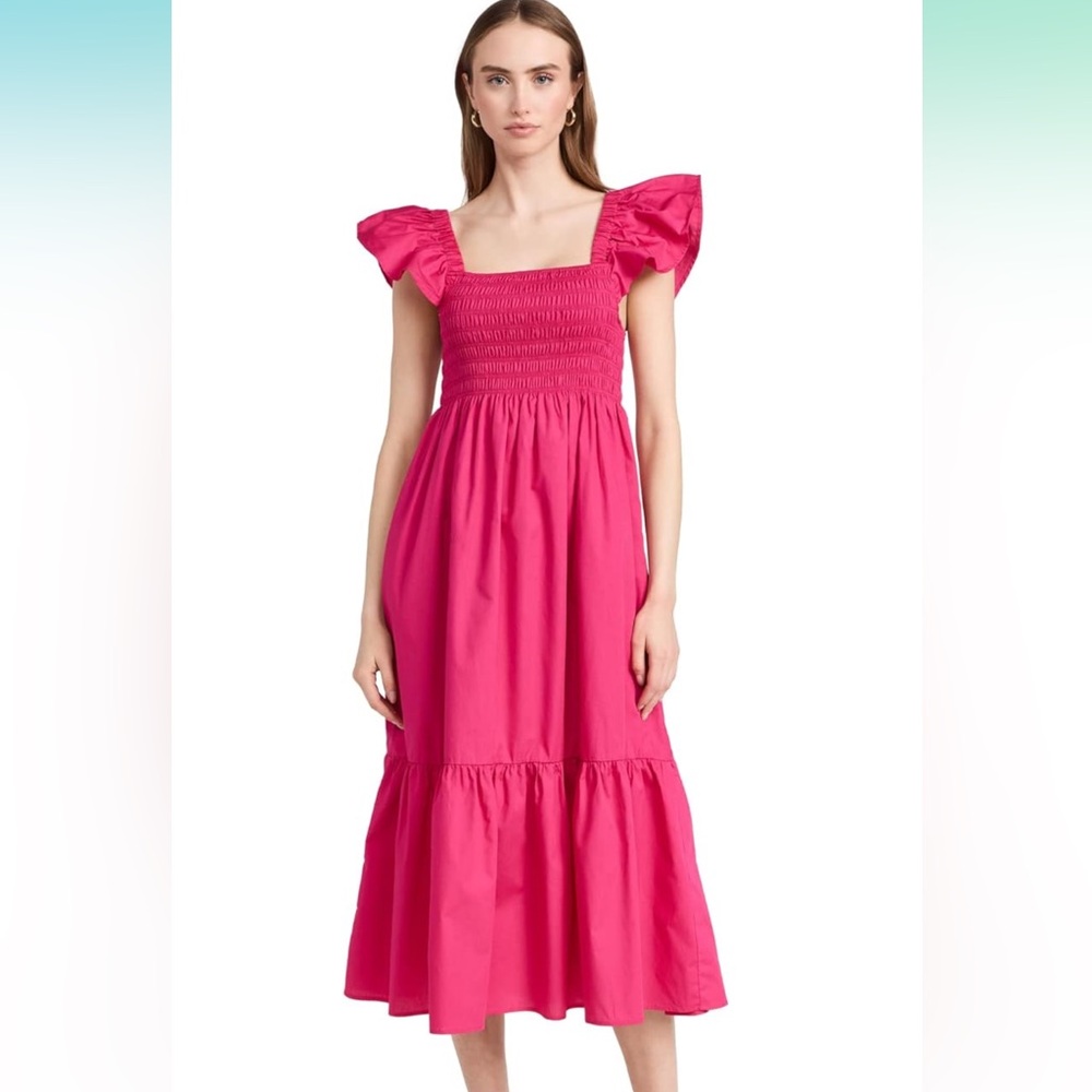 O.P.T Magenta Tuscany Women's Dress Summer Sun Dress Midi Flutter Sleeve